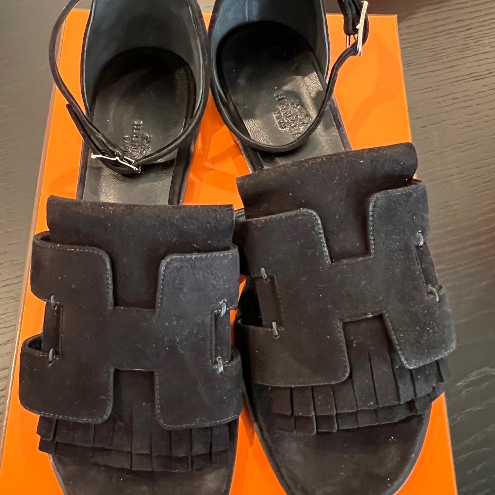 Authentic Hermes Black Sandals